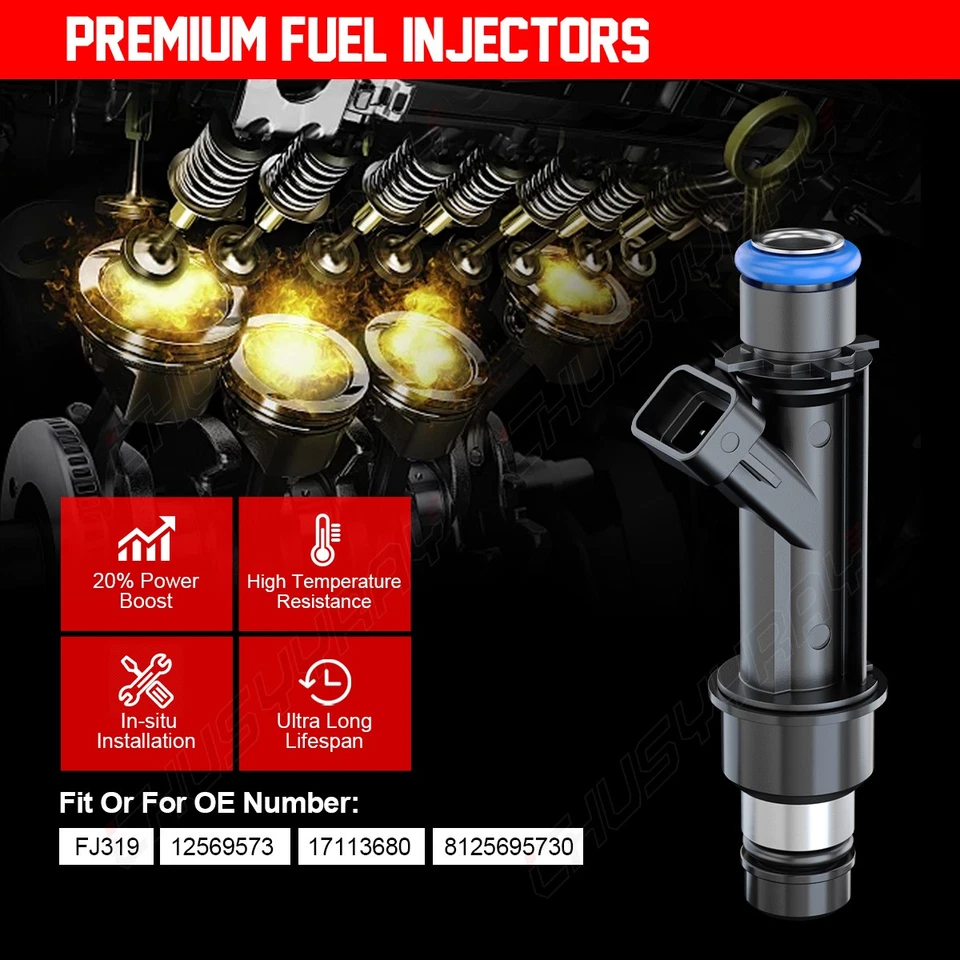 Inyectores de combustible de 4 orificios de actualización de 6 piezas para GMC Canyon Isuzu i-370 Hummer H3 25364984 Foto 4 de 4