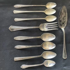 Misc Silver Plate Flatware/Serving Utensils 9 pcs Spoons, Forks, Pie Server