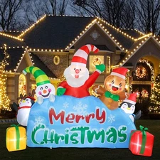 7.5FT Long Christmas Inflatables Outdoor Decorations Santa Snowman Gingerbread