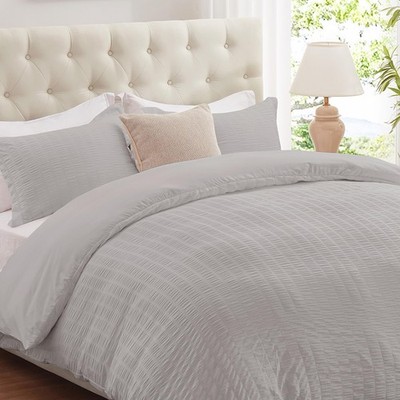 Light Grey Duvet Cover Queen, 3 Pieces Bedding Duvet Covers, Soft Breathable ...