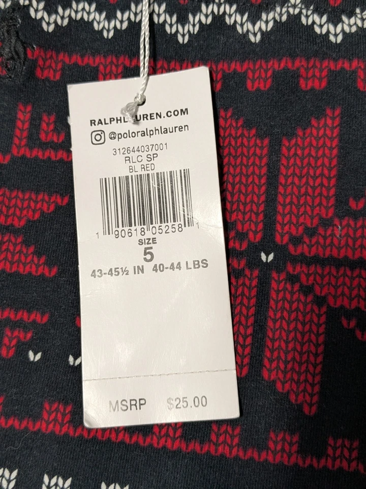 POLO RALPH LAUREN Niñas Talla 5 Negro Rojo Algodón Elastizado Leggings NUEVO Foto 4 de 4