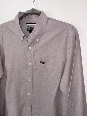 RVCA Button Down Shirt Size Medium Slim Fit - Light Gray - Dress Up Going Out