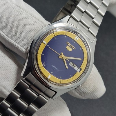 1985's Seiko 5 Automatic 7009-8023 ''Blue/Golden Dial'' Vintage