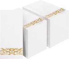 Pack Disposable Paper Napkins, 3-Ply Dinner Napkins with Trim, Soft 200 Gold