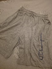 New Old Stock Vintage 90s Champion Logo Print Shorts, Large, Grey Heather