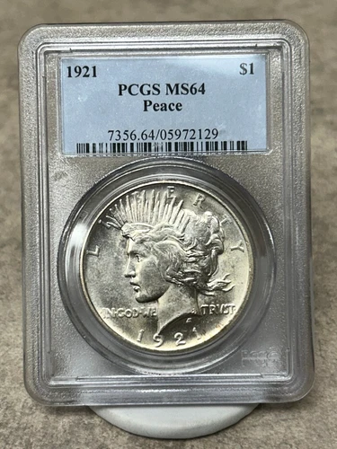 1921 Peace Dollar - MS64 - PCGS - Heavy Luster - Strong Strike
