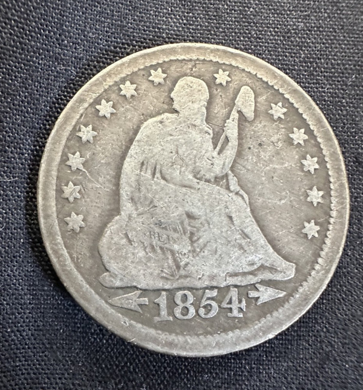 1854 Seated Liberty Silver Quarter Dollar with Arrows Nice Original Surfaces