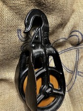 Vintage Cast Iron & Wood Barn Pulley A11 A12 Marked Hay Loft Farm Antique