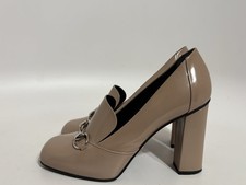 Vtg Gucci Beige Leather Horsebit Heels 37.5