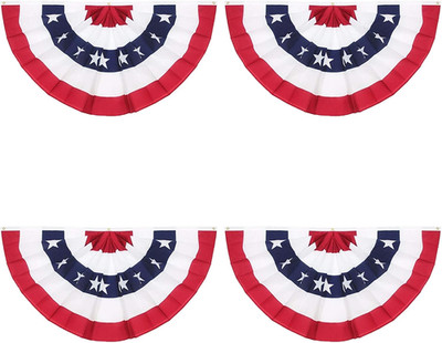 American Pleated Fan Flag, 3 X 1.5 Ft USA Patriotic Half Fan Bunting, Indoor Out