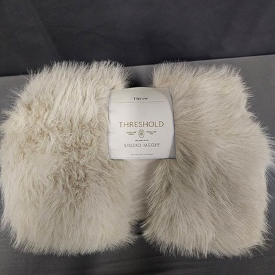 Faux Fur Throw Blanket Ivory - Threshold Designed by Studio McGee
