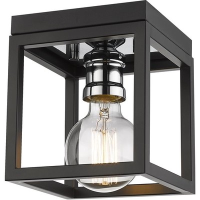 Z-Lite 480F1-MB-CH Kube Flush Mount Matte Black and Chrome