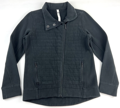 Lululemon Fleece Be True Jacket Womens Black Relaxed Fit Diagonal