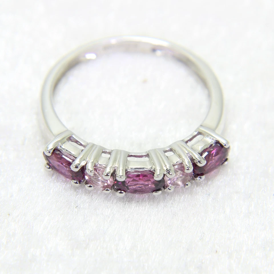 9ct White Gold Rhodolite Garnet Pink Spinel Ring Size 5 1/4 - K - image 3 of 4