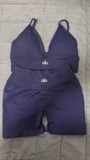 ALO Dark Purple Women's Regular Athletic Bra  Shorts Set