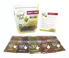 Variety Pack Sprouting Seeds Broccoli, Alfalfa, Radish, Mung beans Brown