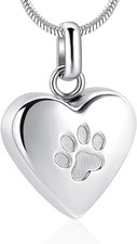 Pet Cremation Jewelry for Ashes Pendant Paw Print Pet Heart Urn Necklace Memoria