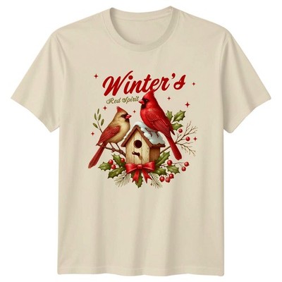 Winters Red Spirit Christmas Cardinals Herren T-Shirt Damen Tee Grafik Oberteil