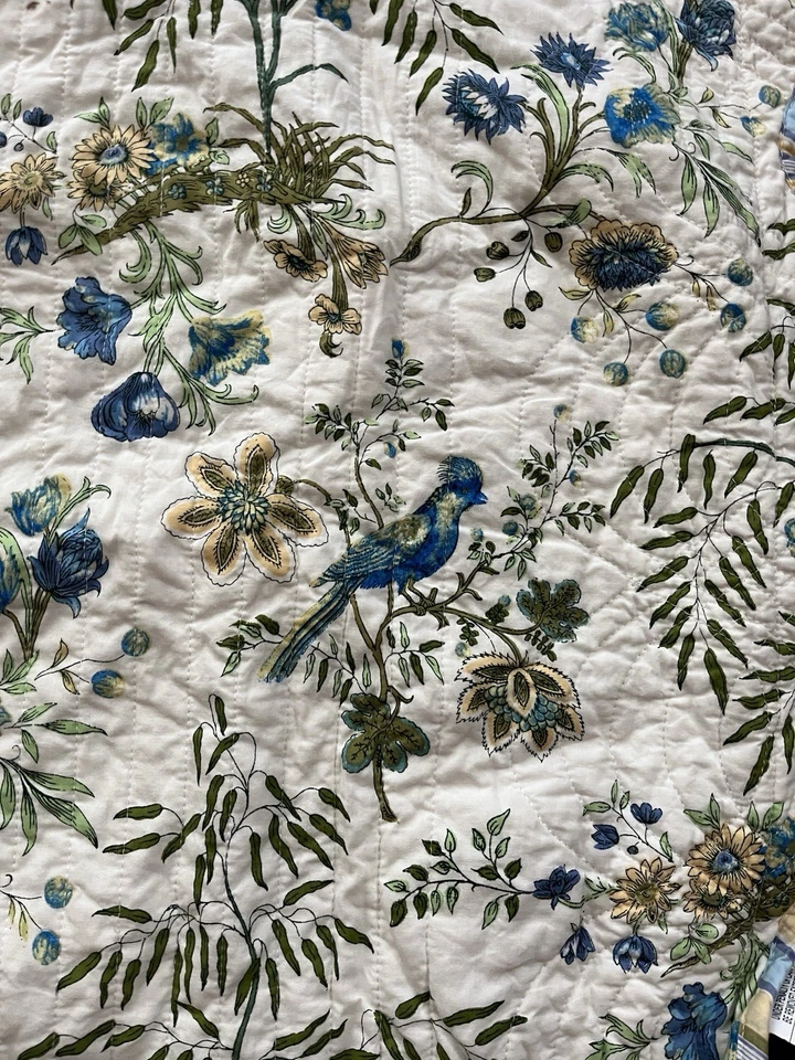 DOS fundas reversibles Waverly King sobre la copa de los árboles pájaros flores helechos cama de colección Foto 4 de 4