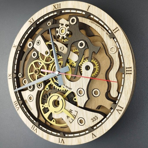 European Oak Gear Art Wall Clock – Perfect Gift for Wrist Watch Enthusiasts! - Picture 3 of 17