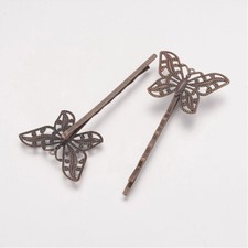 5 x BRONZE TONE BUTTERFLY FILIGREE HAIR CLIP BOBBY PIN  HAIRPIN ACCESSORY HC05