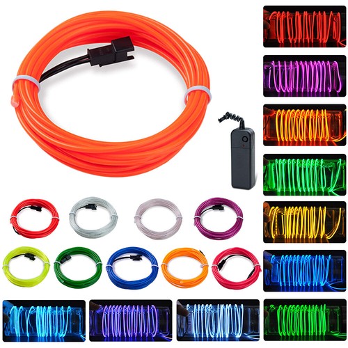 Neon LED Lights Glow EL Wire String Strip Rope Tube Car Interior Battery Powered - Picture 35 of 35