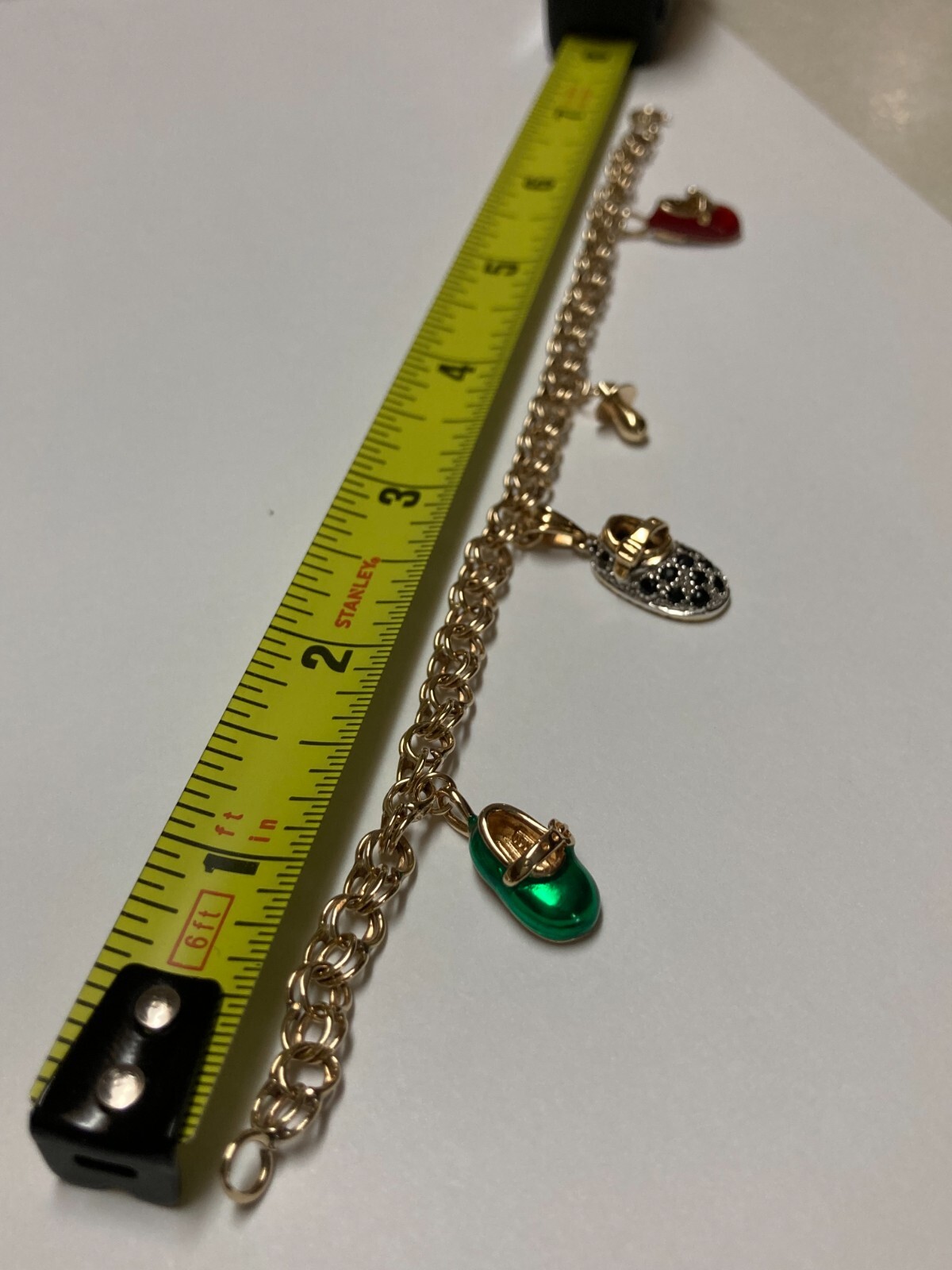 VINTAGE 10K GOLD CHARM BRACELET 14K 10K ENAMEL SAPPHIRE CHILD/BABY SHOE CHARMS eBay