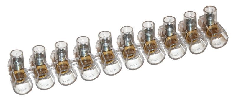 BARRETTA 10 MORSETTO UNIPOLARE CAPPUCCIO ELETTRICO mmq. 6 MORSETTI FORBOX