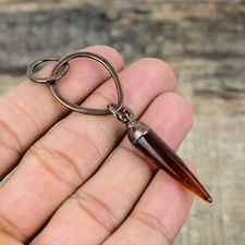 Carnelian Gemstone Jewelry Copper Gift For Bestie Electroformed Pendant 3.15"