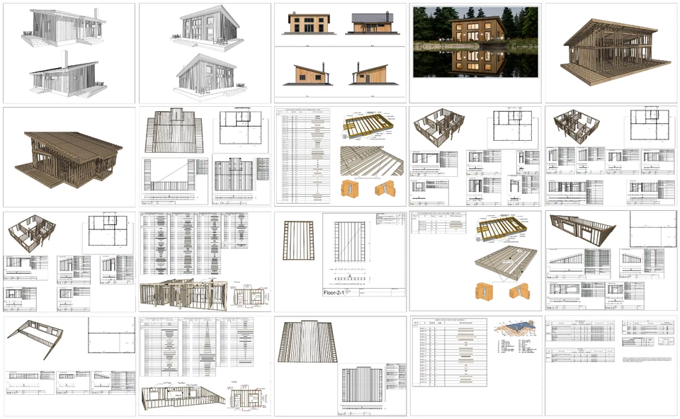 Charming Backyard Cabin 3 Bed, 1 Bath, Architectural Build Plans PDF Download - Image 3 of 4
