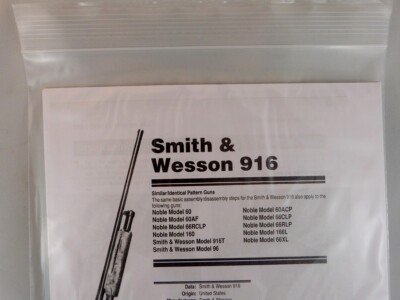 SMITH & WESSON MODEL 916 SHOTGUN BREAK DOWN INSTRUCTION KIT 