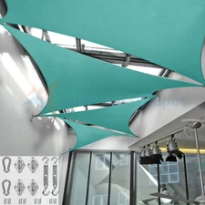 Triangle Sun Shade Sail Outdoor Turquoise Yard Pool Canopy Shelter Cover W/ Kits