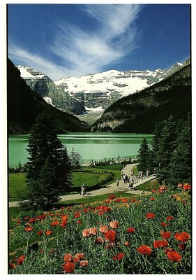 Aerial View Postcard Lake Louise Banff Natl Park Alberta Canada Postmarked 