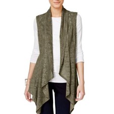 Vakko For Inc Women's Faux-suede Laser-cut Drape Vest Jacket Top Tedo