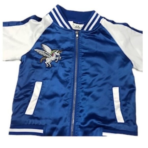 Lola Kids Jacket 2Y Blue Satin Bomber Unicorn Dream Retro Preppy School Cute - Picture 2 of 15