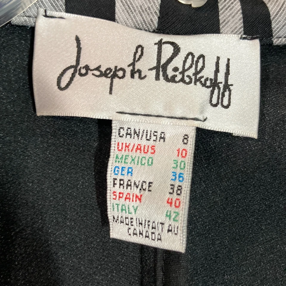 Joseph Ribkoff черный серый печать резинке Blazer куртка молнии застежки 3/4 рукав США 8 - Изображение 3 из 4