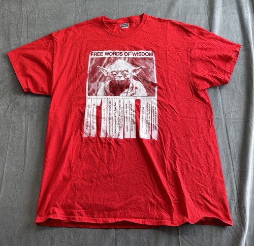 Star Wars Yoda Free Words of Wisdom Mens Graphic Tee Shirt Size 2XL Red Short