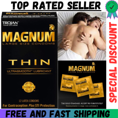 #ad Magnum Thin Large Size Lubricated Condoms 12 Count Pack of 1 $17.79