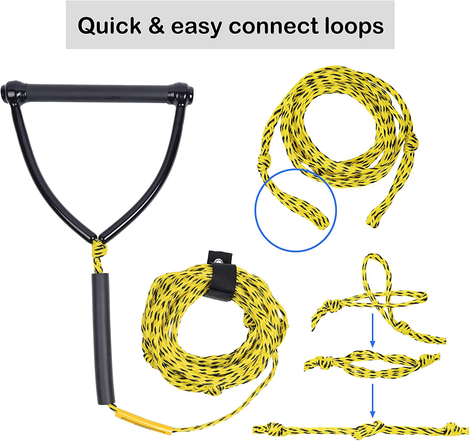 Jranter Wakeboard Rope with Boat Tow Harness for Waterskiing