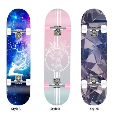 Unisex-Komplett-Skateboard Double Kick Bracket Steel Bearing Mute Maple Long