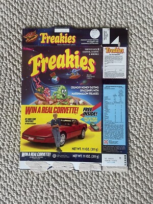 Vintage 1980s Freakies Empty Cereal Box With Corvette Offer | eBay