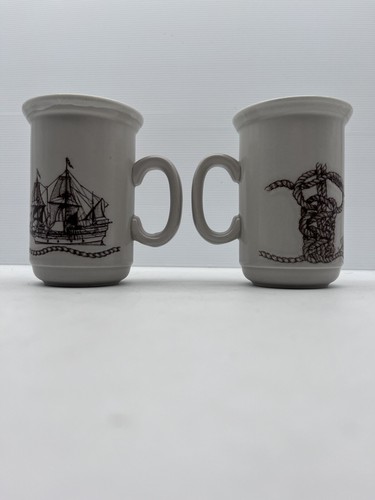 Churchill England Coffee Mug Pottery THE MAYFLOWER SHIP SAILOR KNOT Vintage X 2 - Bild 3 von 10