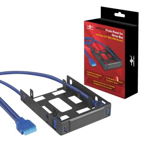 Vantec USB 3.0 Front Panel For 3.5" Drive Bay With Dual 2.5" SSD/HDD Bracket - Picture 1 of 5
