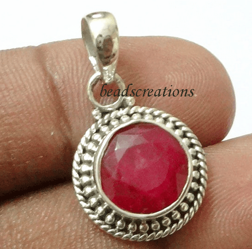 925 Sterling Silver Royal Ruby Pendant For Christmas Gift - Picture 1 of 3