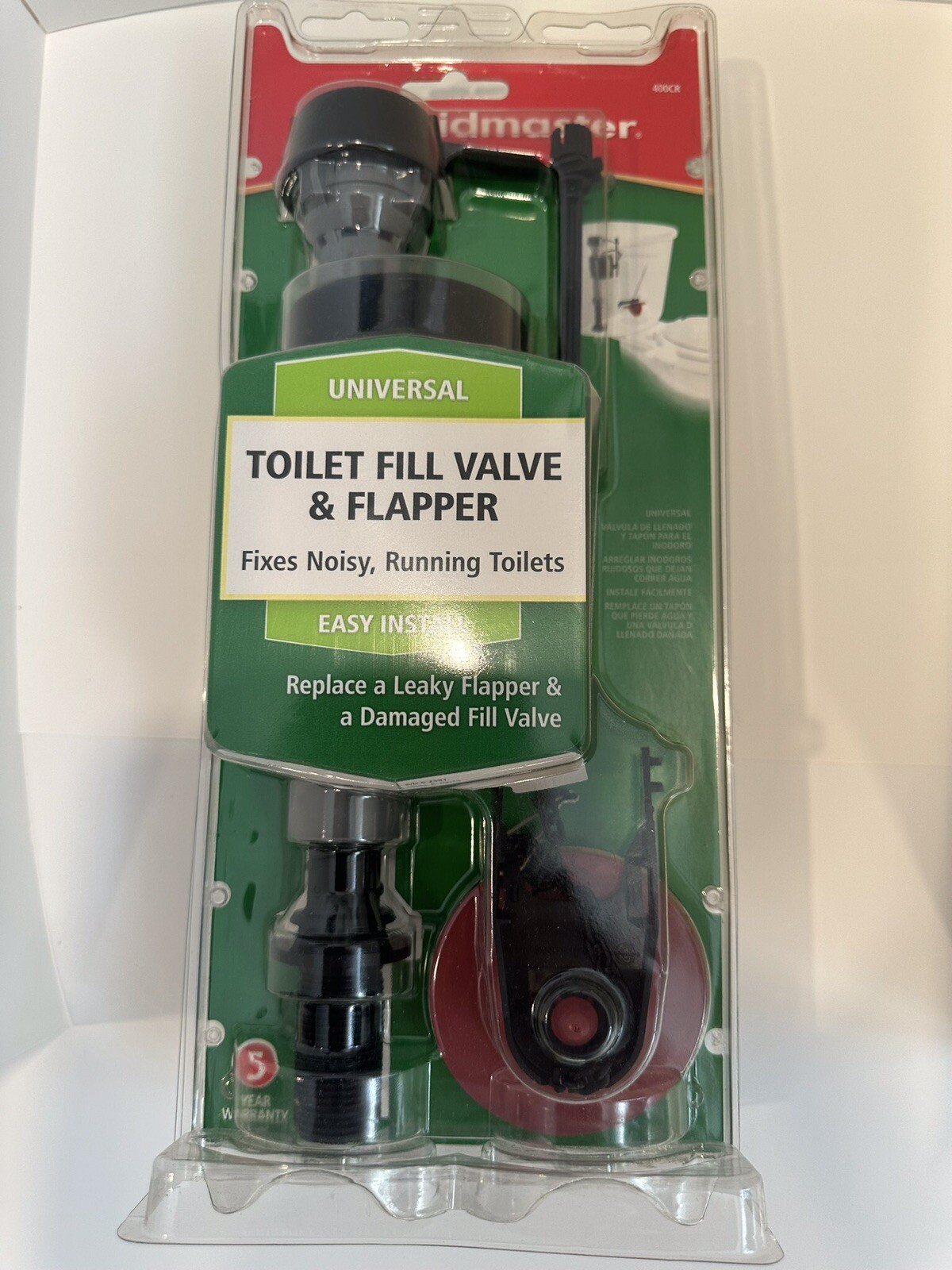 Fluidmaster Universal 400CR Toilet Fill Valve & Flapper Repair Kit  New