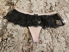 True Vintage Victoria Secret Dream Angels Satin  Lace Keyhole Thong Medium