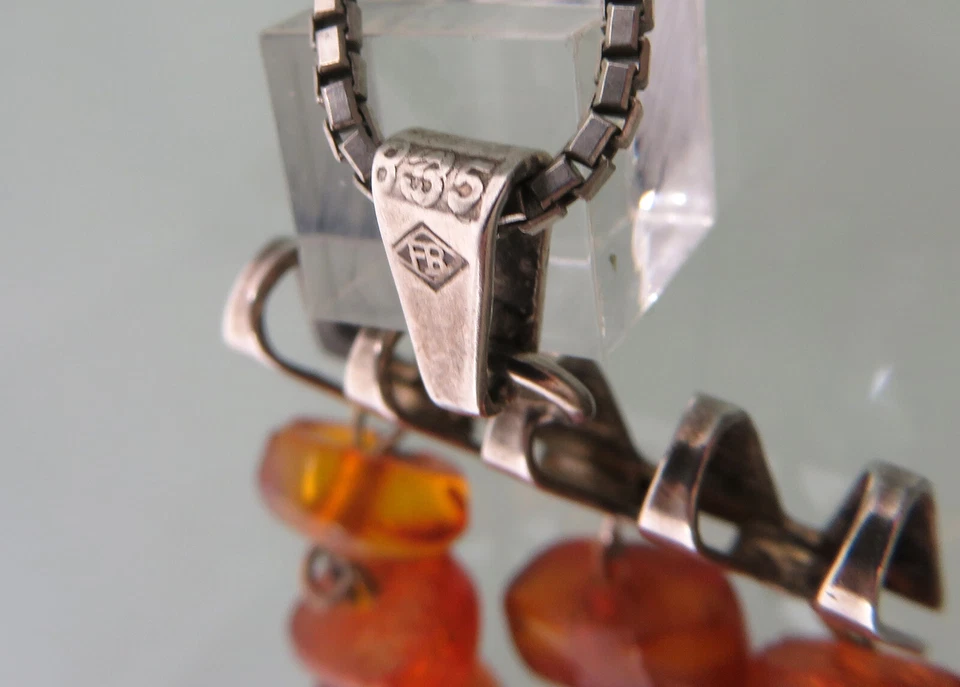 Design Pendente In Ambra 835 Argento PENDENTE IN AMBRA Collana In Argento - Immagine 4 di 4