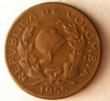 1955 COLOMBIA 5 CENTAVOS - Scarce Type - FREE SHIPPING - Colombia Bin A