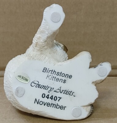 Country Artists November Birthstone Resin Sitting Kitten Figurine