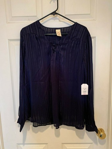 Faded Glory XXL Size 20 Navy Blue Sheer 